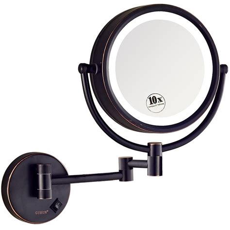 gurun 8 5 inch magnifying mirror with led light wall mount 10x magnification