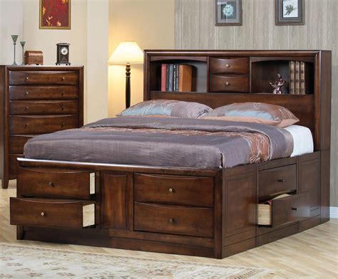 4 Pc King Bookcase Footboard And Side Storage Bed Ns Dresser Bedroom Fur