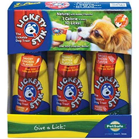 Dog treats are a great way to show your pet affection and reinforce desired behavior. PetSafe Lickety Stik Low-Calorie Liquid Dog Treat, 3-Pack ...