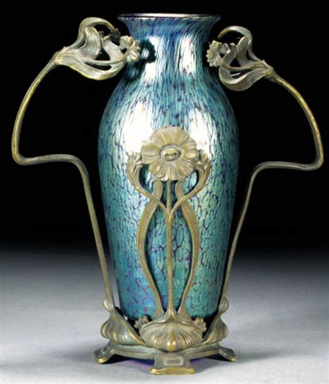 Loetz A Metal Mounted Loetz Iridescent Glass Vase Art Nouveau Art Nouveau Decor Glass