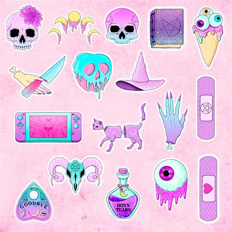 Creepy And Cute Pastel Goth Stickers Etsy