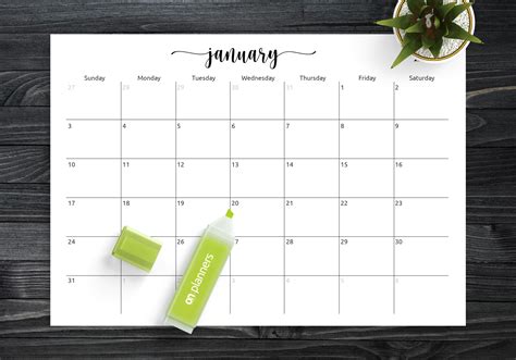 Download Printable Spacious Monthly Calendar Grid Pdf