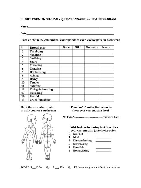 Mcgill Pain Scale Fill Out And Sign Online Dochub