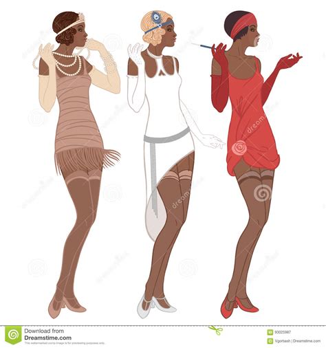 retro fashion glamour girl of twenties african american woman stock vector illustration of