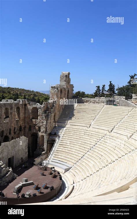 Part Of Ancient Odeon Of Herodes Atticus Is Located On The South Slope