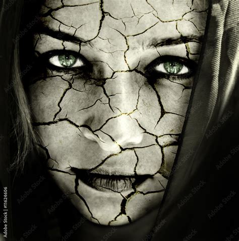 Face Of Woman With Cracked Skin Stock Photo Adobe Stock