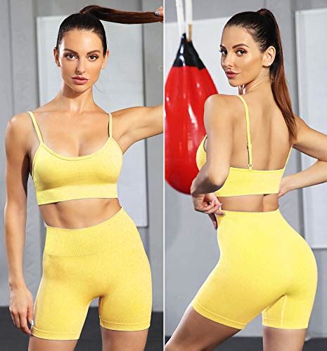 Seamless Workout Sets For Women 2 Piece Outfits High Waist Yoga Shorts