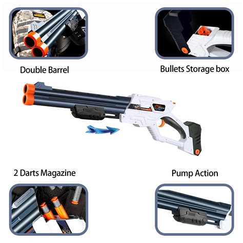 Romker Blaster Toy Gun For Nerf Gun Bullets Double Barrel Toy Shotgun With PCS Refill Foam