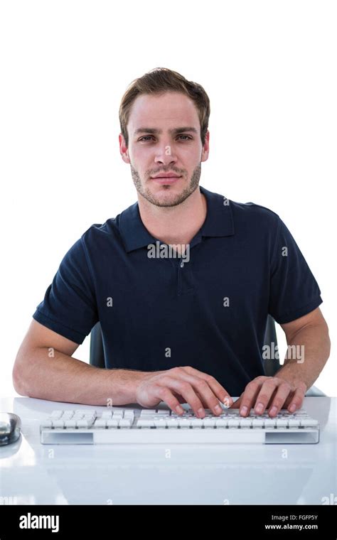 Handsome Man Using Computer Stock Photo Alamy