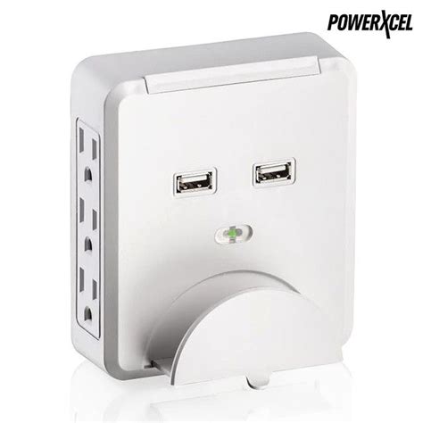 Powerxcel 6 Outlet Wall Mounted Power Center With Dual Usb Ports