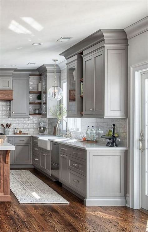 Farmhouse Kitchen With Gray Cabinets Cabinet Opw