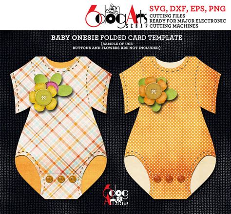 Baby Onesie Folded Card Template Digital Cut Svg Dxf Files Etsy