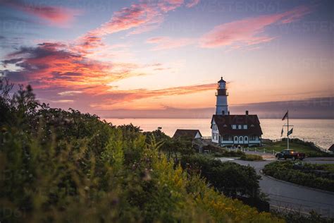 Sunrise At The Portland Head Light Lighthouse In Cape Elizabeth Maine