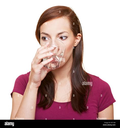 Young Woman Drinking A Glass Of Fresh Pure Water Stock Photo Alamy