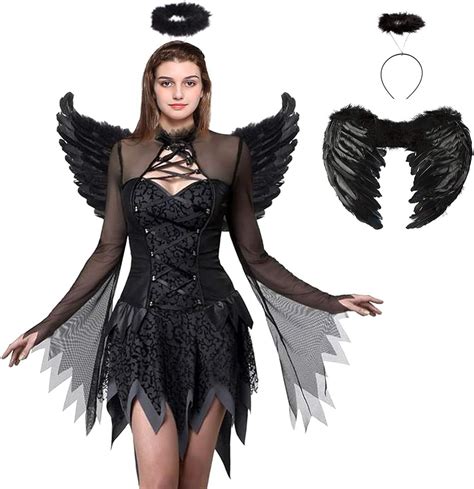 Womens Halloween Dark Fallen Angel Corset Dress Costumes Clothing