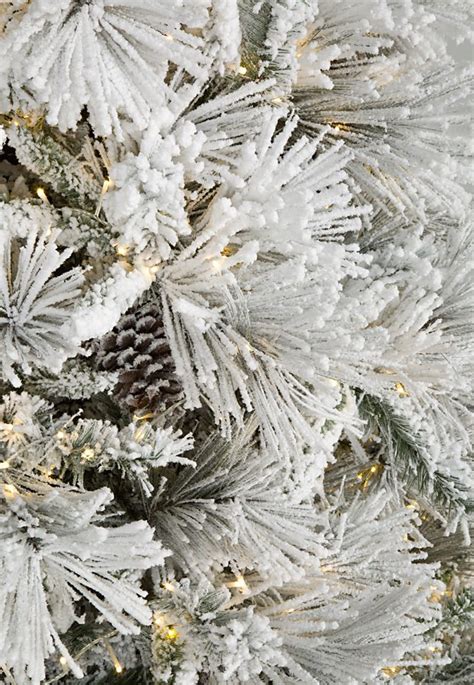 Earthflora Led Pre Lit Artificial Christmas Trees Flocked Bavarian