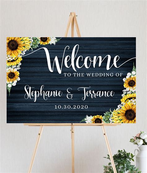 Navy Blue Sunflower Welcome to Our Wedding Sign Printable | Etsy in 2021 | Sunflower themed ...