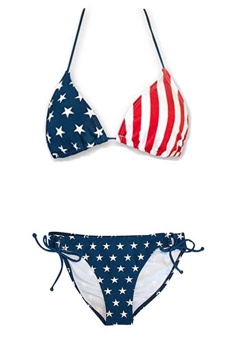 Usa Flag Women S Tie Side Bikini
