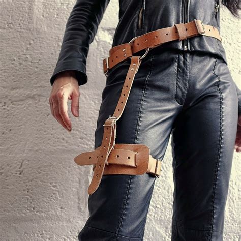 Unisex Thigh Harness Brown Steampunk Festival Burning Etsy Leather Thigh Harness Thigh