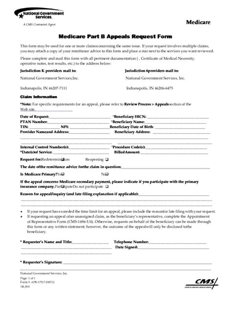 Medicare Part B Appeals Request Form Printable Pdf Download