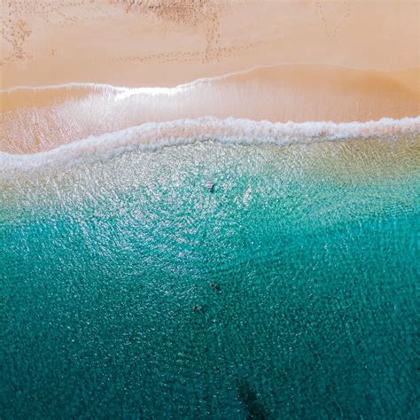 Download Wallpaper 2780x2780 Beach Sea Aerial View Water People