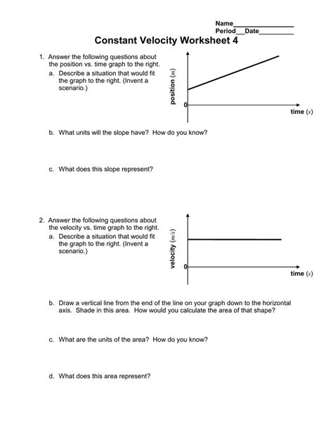 Constant Velocity Particle Model Worksheet 1