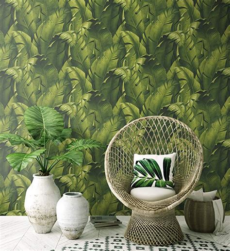 Nextwall Tropical Banana Leaves Peel And Stick Wallpaper Green