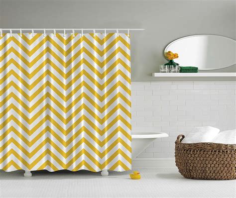 memory home chevron yellow polyester shower curtain non vinyl bath waterproof fabric resistant