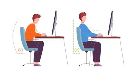 Premium Vector Correct Posture Computer Ergonomic Seat Office