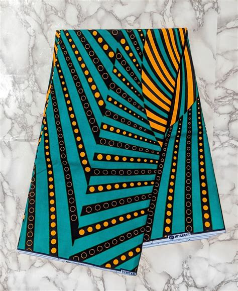 Teal Green And Light Orange Ankara Fabric African Fabric African