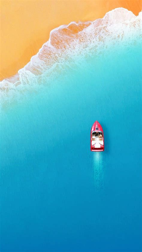 Boat On Beach Minimal Sky View Iphone Wallpaper Iphone Wallpapers