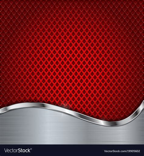 Red Metal Perforated Background With Chrome Vector Image