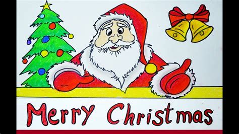 How To Draw Merry Christmas Wish Santa Claus Drawing Easy And Simple