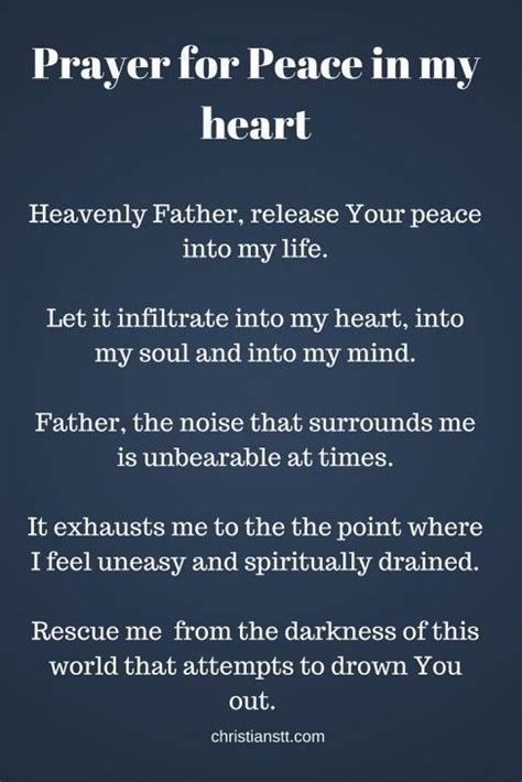 Prayer For Peace And Comfort In My Heart Prayer For Peace Prayer