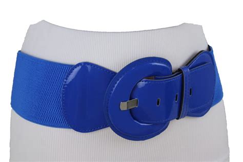 Women Royal Cobalt Blue Wide Stretch Fabric High Waist Hip Fashion Belt