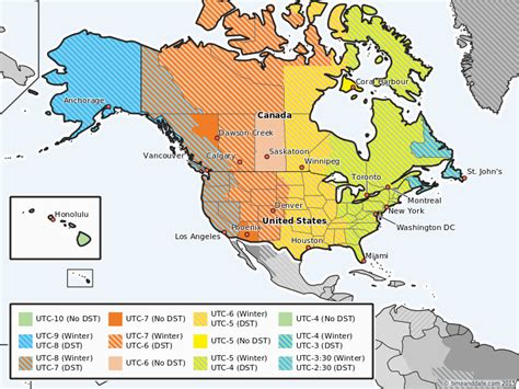 Time Zone Map Of Usa And Canada
