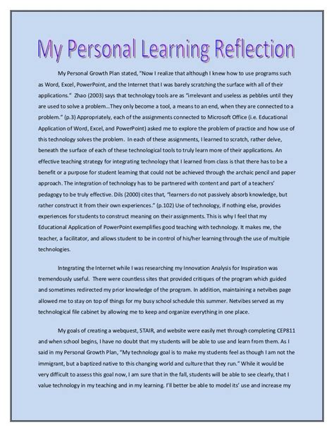Reflective Essay On Personal Development Plan