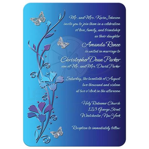 The best selection of royalty free royal blue and gold wedding invitation card vector art, graphics and stock illustrations. Wedding Invitation | Royal Blue, Turquoise, Mauve Flowers ...