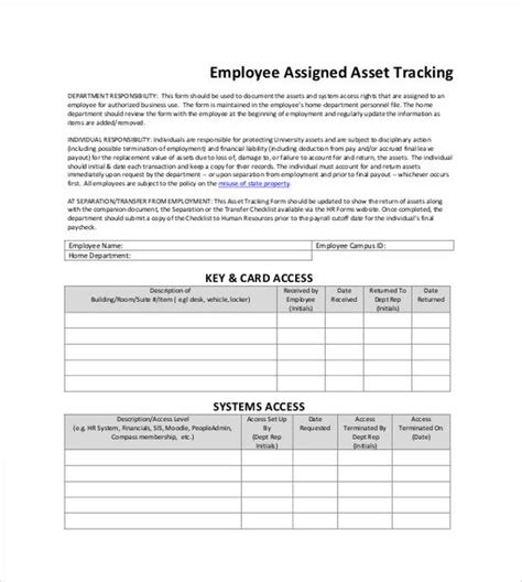 Asset Tracking Template 8 Free Word Excel Pdf Documents Download