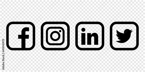 Social Media Logotype Collection Facebook Instagram Twitter Linkedin
