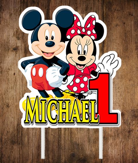 Mickey And Minnie Mouse Cake Topper Personalized Custom Cake Etsy Uk
