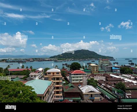 Aerial View Of Myeik Tanintharyi Region Of Myanmar With The Strait Between The City And The
