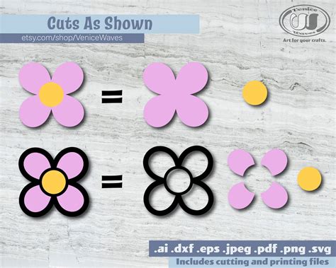 Six Petal Flowers SVG Six Petal Flowers Cut File Six Petal | Etsy