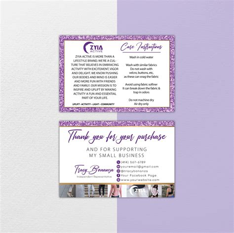 Glitter Personalized Zyia Thank Cards Zyia Care Instruction Cards Za24 24 Hours