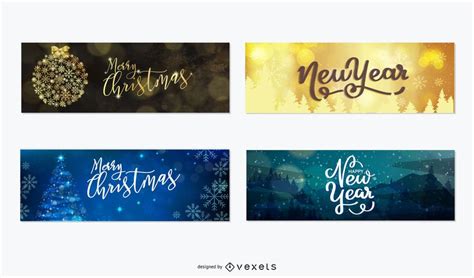 Weihnachten And Neujahr Banner Pack Vektor Download
