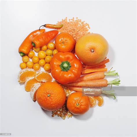 A Selection Of Orange Fruits Vegetables High Res Stock Photo Getty Images