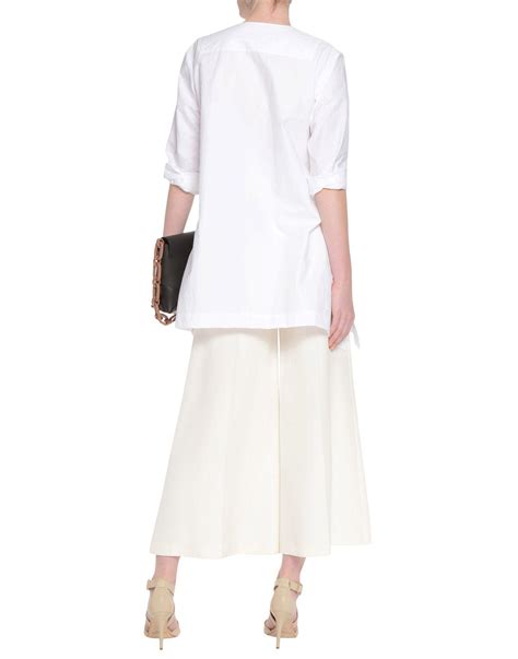 donna karan cotton blouse in white lyst