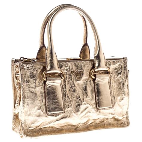 Prada Gold Patent Leather Double Zip Frame Tote For Sale At 1stdibs