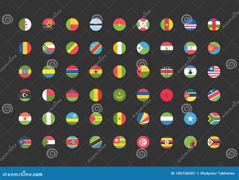 African Countries Flags Round Web Buttons In Flat Vector Eps 10