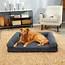 FURHAVEN Faux Fleece Cooling Gel Bolster Dog Bed W/Removable Cover 